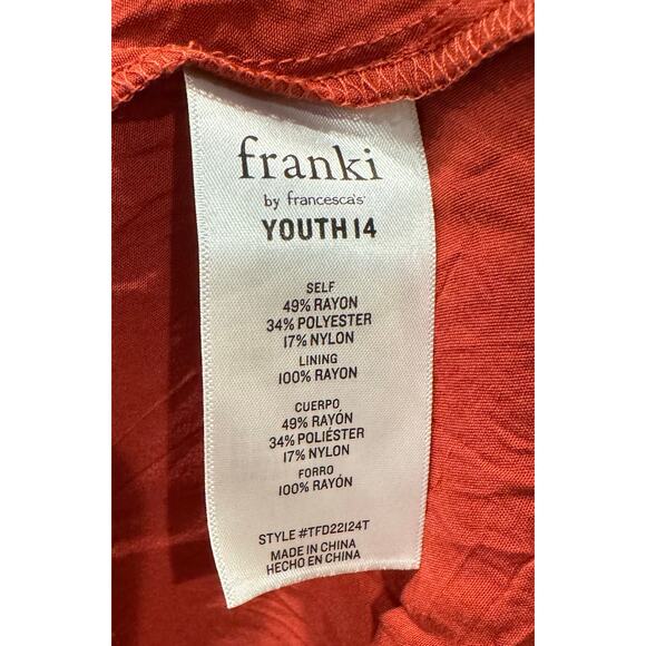 Francesca’s red Puff Shoulder Mini dress Hello Franki Girls Youth 14 Burgundy - Picture 7 of 8